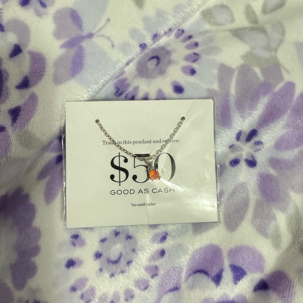 NWT Silver Necklace with Orange Gem Pendant